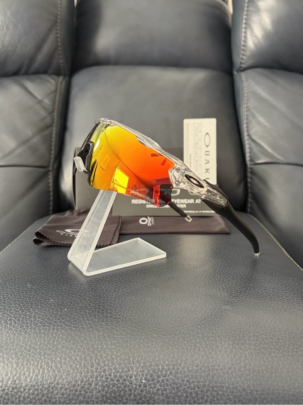 Oakley Radar Ev Path Clear Frame - Red Orange Lens Sunglasses O09208